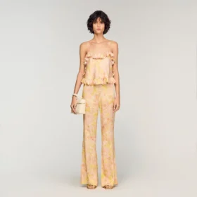 Soepelvallende broek met bloemenprint