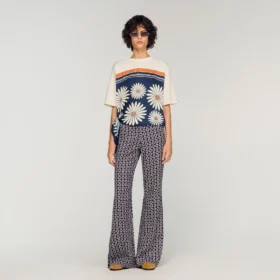Soepelvallende broek met bloemenprint