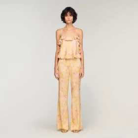 Soepelvallende broek met bloemenprint