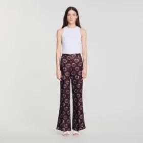 Soepelvallende broek met bloemenprint