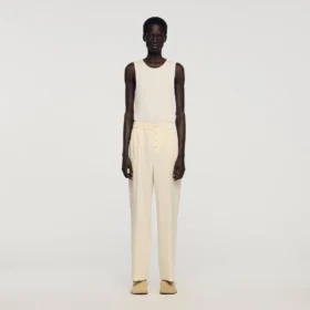 Soepelvallende broek met elastische tailleband Soepelvallende broek met elastische tailleband