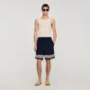 Soepelvallende korte broek met contrasterend patroon
