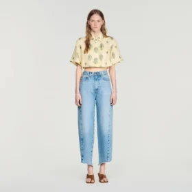 Top met paisleyprint en afneembare stropdas