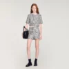 Tweedshort met pailletten in houndstooth-patroon Tweedshort met pailletten in houndstooth-patroon
