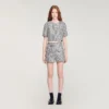 Tweedshort met pailletten in houndstooth-patroon Tweedshort met pailletten in houndstooth-patroon