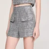 Tweedshort met pailletten in houndstooth-patroon Tweedshort met pailletten in houndstooth-patroon