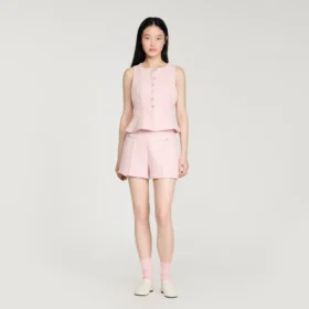 Tweedshort met ruitmotief en pailletten