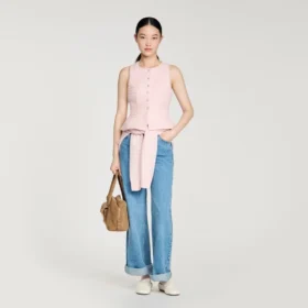 Tweedvest met peplum en kralen