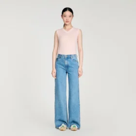 Verbleekte jeans met wijde, rechte pijpen Verbleekte jeans met wijde, rechte pijpen