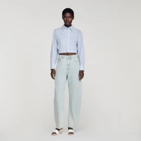Verbleekte katoenen jeans met wijd been Verbleekte katoenen jeans met wijd been