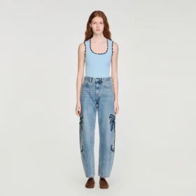 Wide-leg barrel-jeans met palmboom-borduursel Wide-leg barrel-jeans met palmboom-borduursel