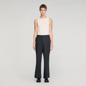 Wollen broek met wijde pijpen en gespen Wollen broek met wijde pijpen en gespen
